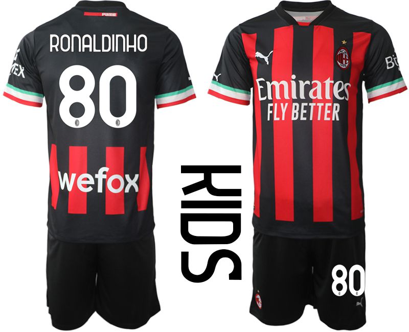 Youth 2022-2023 Club Ac Milan home black #80 Soccer Jersey->customized soccer jersey->Custom Jersey